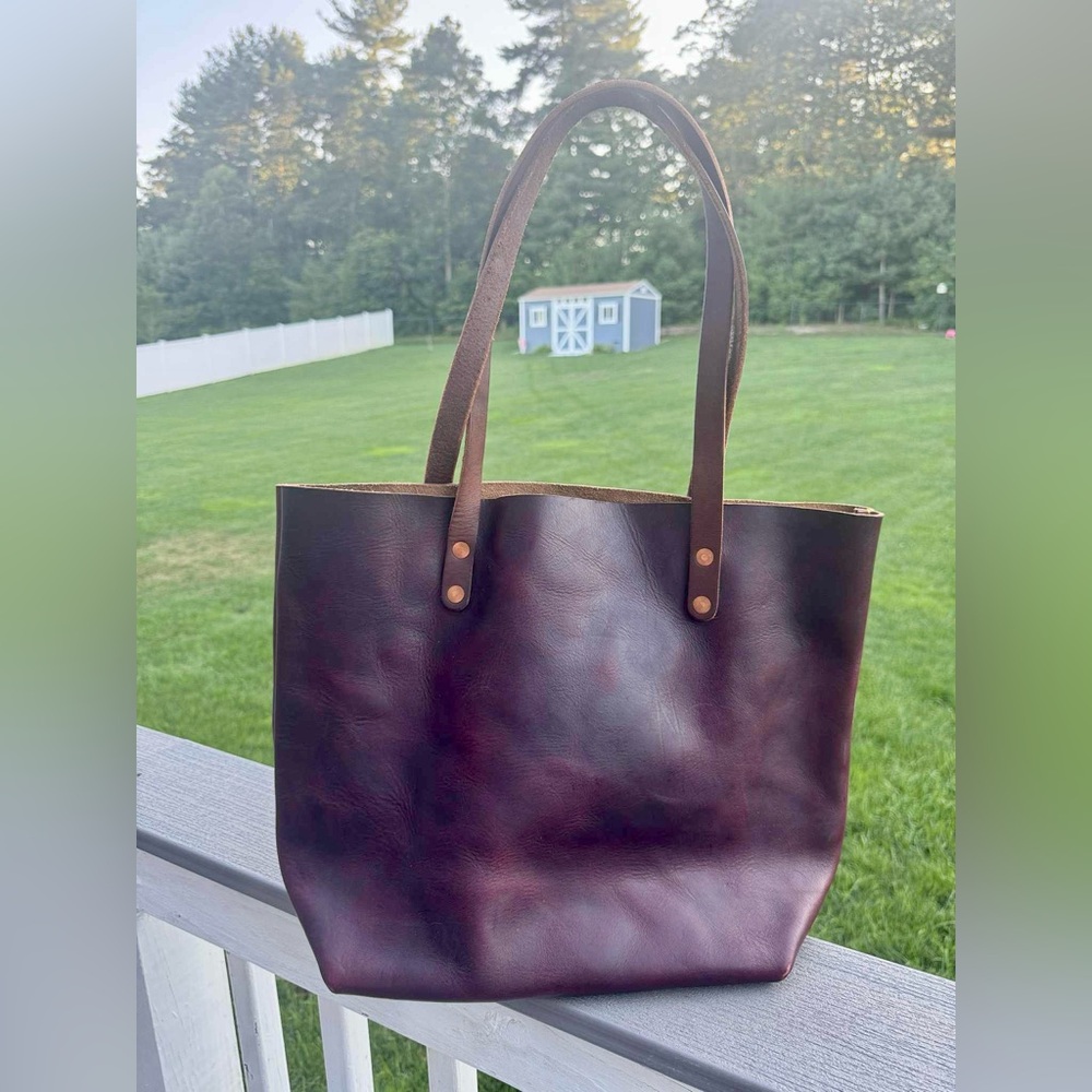 KMM Burgundy Chromexcel Horween Leather Tote Bag - Picture 5 of 6